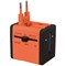 Swordfish VariPlug UK/Europe/US/Australia Universal Travel Adaptor USB Plug, Orange