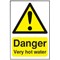 Safety Sign Danger Very Hot Water, 75x50mm, Self Adhesive