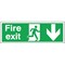 Safety Sign Fire Exit Running Man Arrow Down, 150x450mm, Self Adhesive