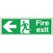 Safety Sign Fire Exit Running Man Arrow Left, 150x450mm, Self Adhesive