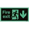 Safety Sign Niteglo Fire Exit Running Man Arrow Down, 150x450mm, Self Adhesive
