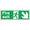 Safety Sign Fire Exit Running Man Arrow Down/Right, 150x450mm, Self Adhesive