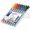 Staedtler 318 Lumocolor Permanent Pen, Fine, Assorted Colours, Wallet of 8