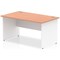 Impulse 1400mm Two-Tone Rectangular Desk, White Panel End Leg, Beech