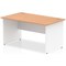 Impulse 1400mm Two-Tone Rectangular Desk, White Panel End Leg, Oak