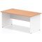 Impulse 1600mm Two-Tone Rectangular Desk, White Panel End Leg, Oak