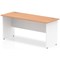 Impulse 1600mm Two-Tone Slim Rectangular Desk, White Panel End Leg, Oak