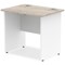 Impulse 800mm Two-Tone Slim Rectangular Desk, White Panel End Leg, Grey Oak