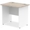 Impulse 800mm Two-Tone Slim Rectangular Desk, White Panel End Leg, Grey Oak