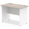 Impulse 1000mm Two-Tone Slim Rectangular Desk, White Panel End Leg, Grey Oak