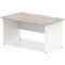 Impulse 1400mm Two-Tone Rectangular Desk, White Panel End Leg, Grey Oak