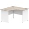 Impulse 1200mm Two-Tone Corner Desk, White Panel End Leg, Grey Oak