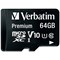Verbatim Premium Micro SDXC Memory Card with Adapter, 64GB