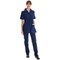 Work in Style Female Nursing Tunic, Navy with Purple Trim, 44 Inch