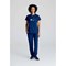 Work in Style Female Nursing Tunic, Navy with Purple Trim, 44 Inch