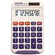 Aurora Handheld Calculator, 8 Digit, 3 Key, Solar and Battery Power, White