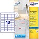 Avery Inkjet Mini Labels, 40 per Sheet, 45.7x25.4mm, White, J8654-25, 1000 Labels