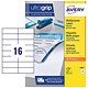 Avery White Multifunctional Labels, 16 per Sheet, 105x37mm, White, 3484, 1600 Labels
