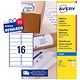 Avery Quick DRY Inkjet Addressing Labels, 16 per Sheet, 99.1x33.9mm, White, J8162-100, 1600 Labels