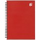 5 Star Hard Cover Wirebound Notebook, A5, Ruled, 140 Pages, Berry, Pack of 5
