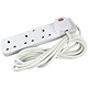 4-Way 13 Amp 2 Metre Extension Lead White with Neon Light