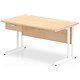 Impulse 1400mm Rectangular Desk with attached Pedestal, White Cantilever Leg, Maple