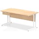 Impulse 1600mm Rectangular Desk with attached Pedestal, White Cantilever Leg, Maple