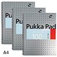 Pukka Pad Editor Wirebound Notebook, A4, Ruled & Perforated, 100 Pages, Silver, Pack of 3