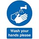 Safety Sign Wash Your Hands Please, A5 Self-Adhesive