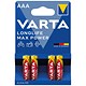 Varta Longlife Max Power AAA Alkaline Batteries, Pack of 4