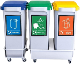Hinged lid recycling bin bundle